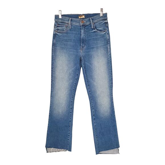 Mother The Insider Crop Step Fray Denim Jeans Shoot To Thrill Wash Blue Size 26 - Picture 1 of 10